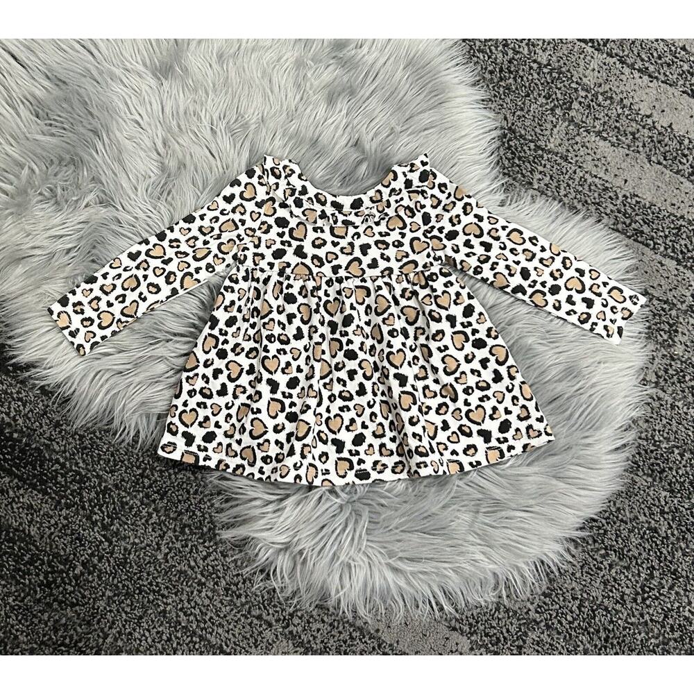 Rachel Zoe‎ Girls Heart Leopard Long Sleeve Dress 24month